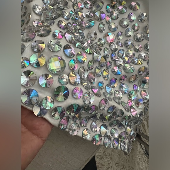 Custom Made Dress White with Jewels - Picture 3 of 4